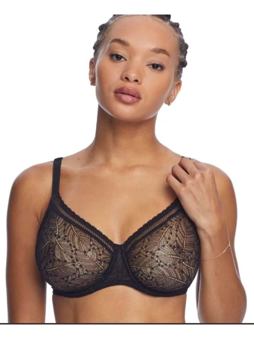 🆕SIMONE PERELE Comete Sheer Underwire Non-Padded Bra 38C Black #12S324